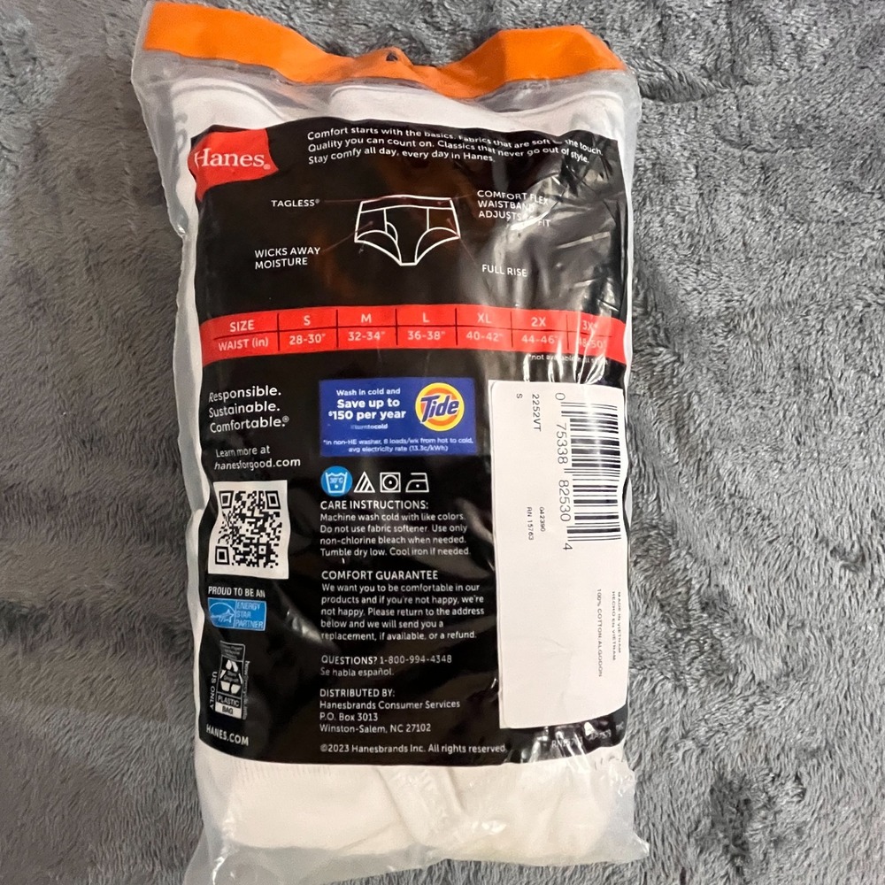 (15 Pairs) HANES Comfort Flex Waistband Tagless Briefs Men's Size S (28-30") - Picture 3 of 3